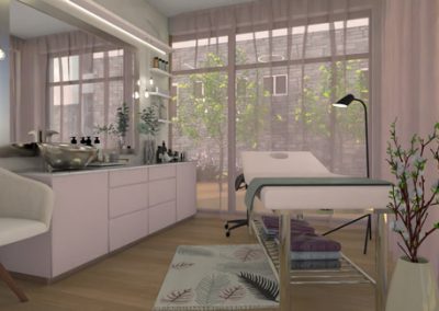 Návrh interiéru komerčných priestorov pre kozmetický salón - kozmetický stôl